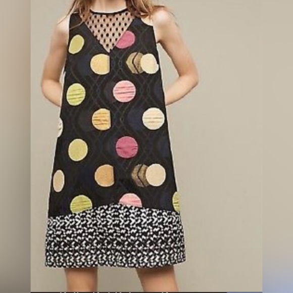 Anthropologie Maeve Jacquard Mesh Polka Dot Shift Dress - Picture 11 of 12